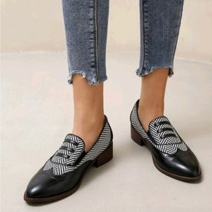 Black and White Oxford Loafers - Size 38